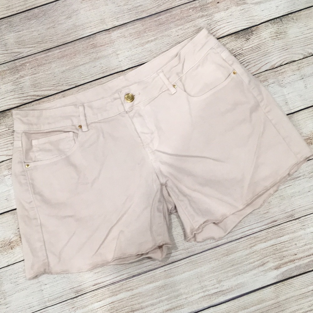 MNG blush pink denim shorts